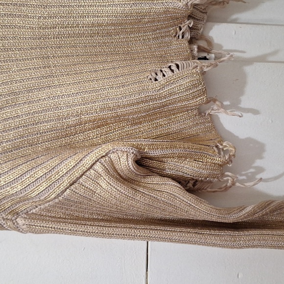 NWT GORGEOUS METALLIC GOLDEN FOIL KNIT CROP SWEATER - Picture 7 of 11